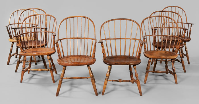 Appraisal: Assembled Set Eight Windsor Armchairs American th th century each