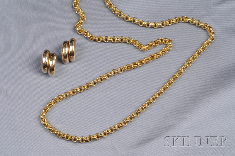 Appraisal: kt and kt Gold Necklace and Earclips comprising kt gold