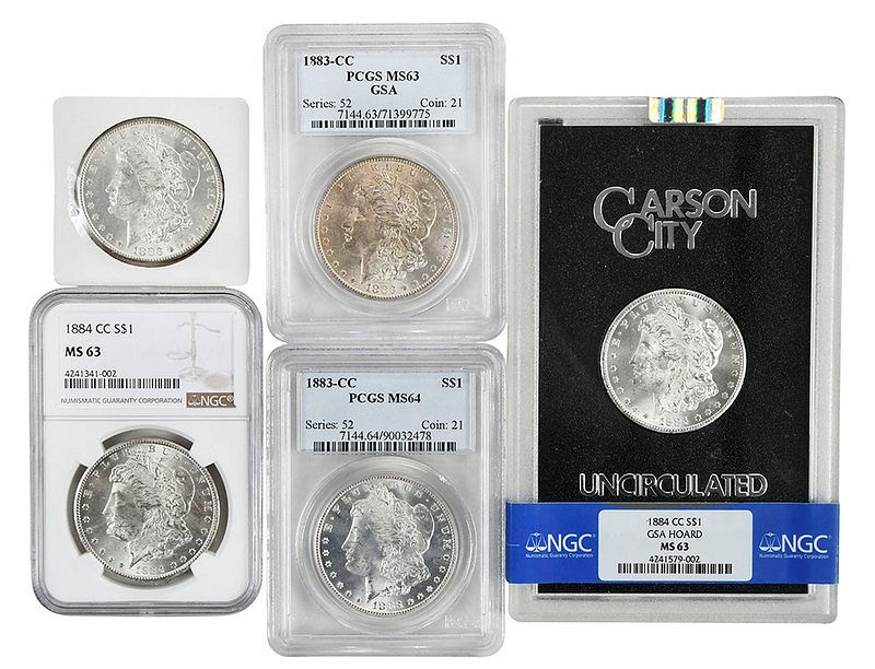 Appraisal: Carson City Morgan Silver Dollar Group five pieces total -CC