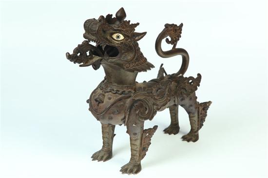 Appraisal: BRONZE FOO DOG China th century Standing foo dog with