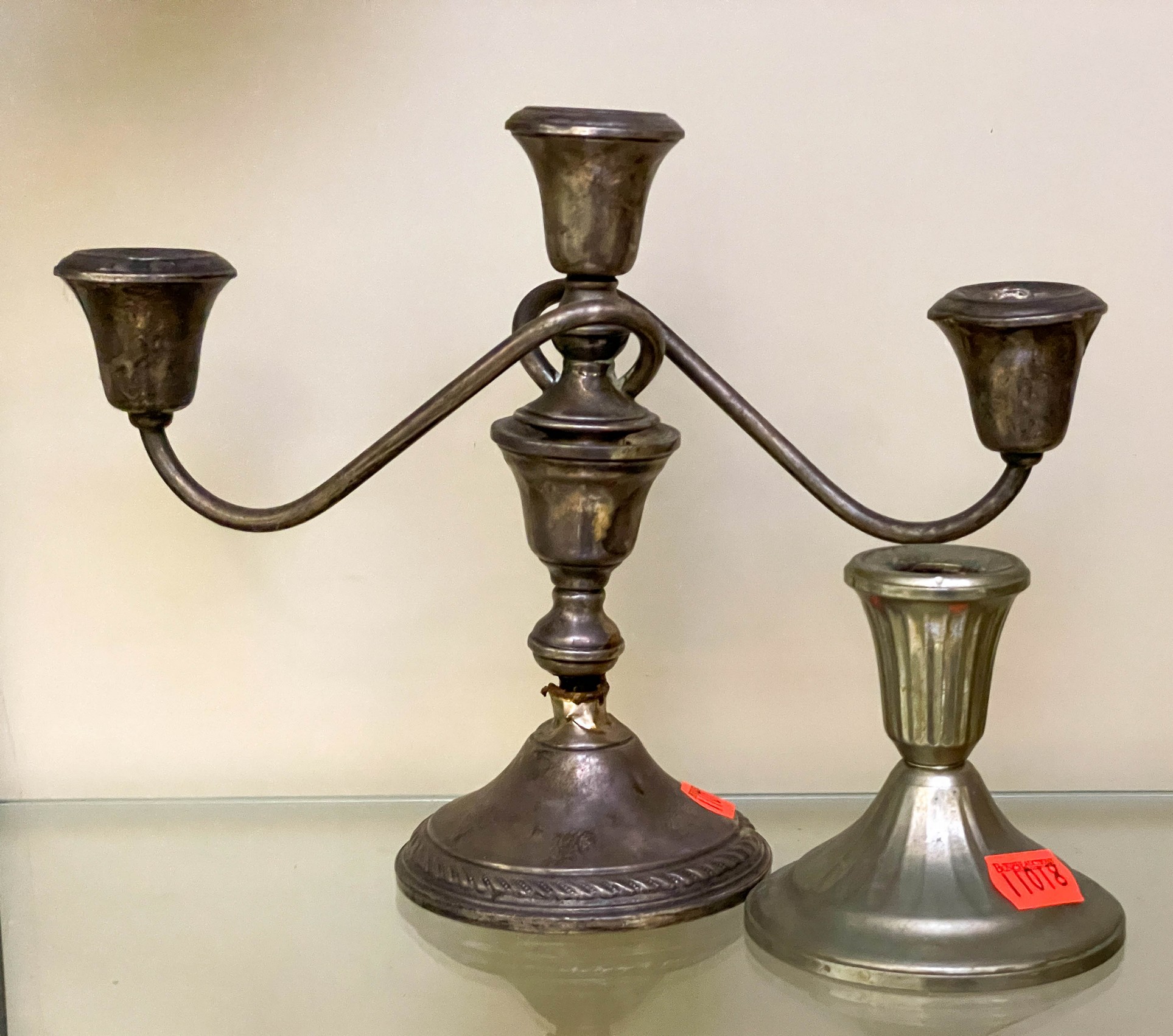 Appraisal: Silver candlesticks c o Premier weighted sterling -light convertible candelabra