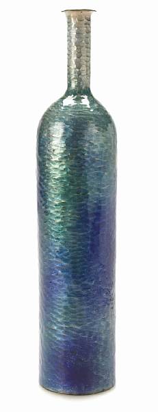 Appraisal: A Paolo De Poli blue enameled copper bottle form vase