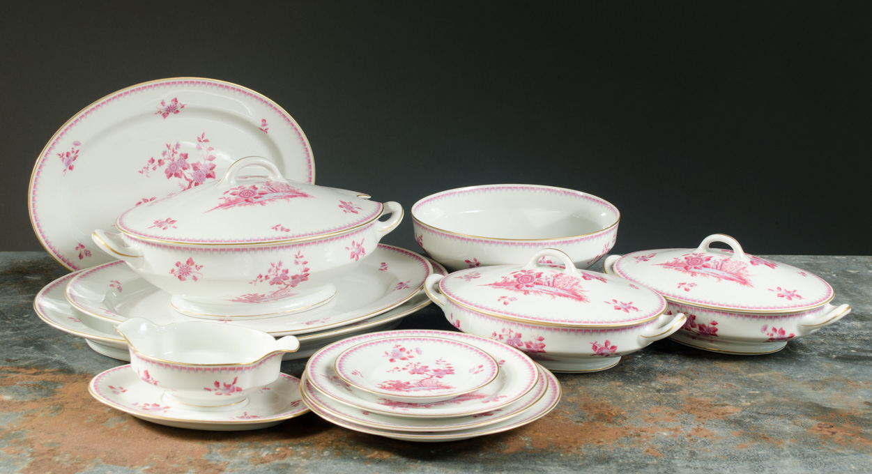 Appraisal: HAVILAND FINE CHINA SET seventy-eight pieces having rose colored with