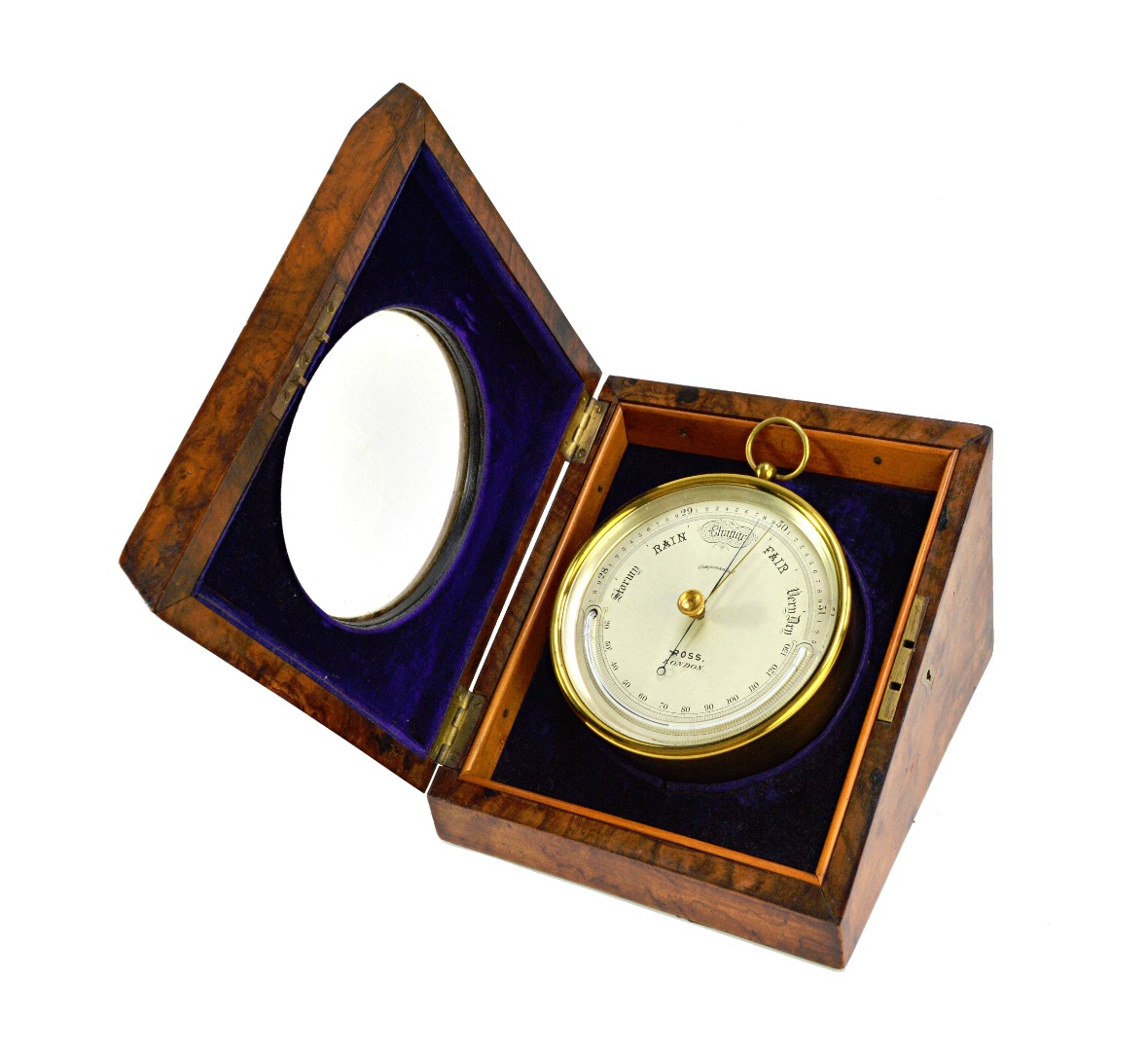 Appraisal: A Ross brass cased aneroid barometer thermometer compendium late th