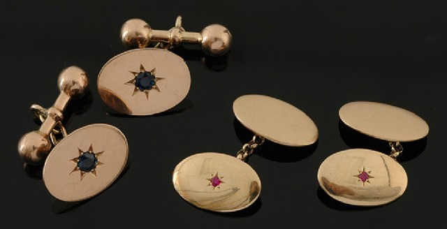 Appraisal: A collection of gold cufflinks Comprising a pair of ct