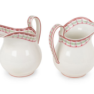 Appraisal: A Pair of Wedgwood Porcelain Pitchers Circa each with Wedgwood