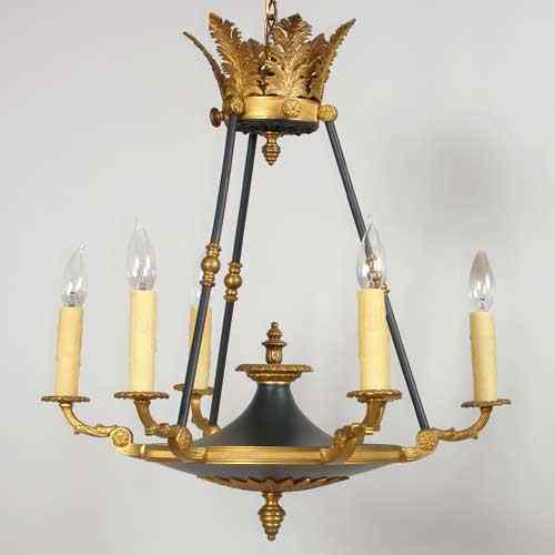 Appraisal: An Empire Style Patinated Gilt Bronze Chandelier circa having a