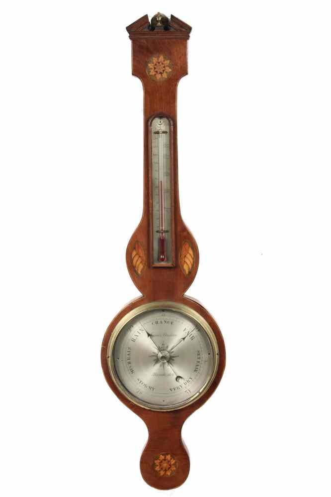 Appraisal: BRITISH BAROMETER - Georgian Mahogany Cased Banjo Barometer the case