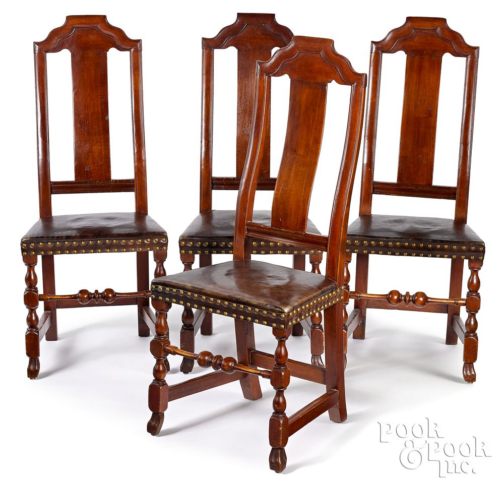 Appraisal: Set of four Boston Queen Anne dining chairs Set of