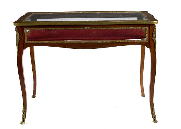 Appraisal: A Louis XV style gilt mounted vitrine table height in