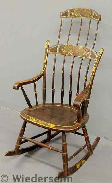 Appraisal: Delicate New England comb-back Windsor rocker early th c with