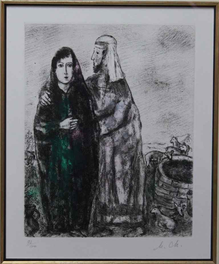 Appraisal: MARC CHAGALL RUSSIAN - THE MEETING OF JACOB AND RACHEL