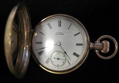 Appraisal: karat yellow gold pocket watch WalthamCircular cased white enamel face