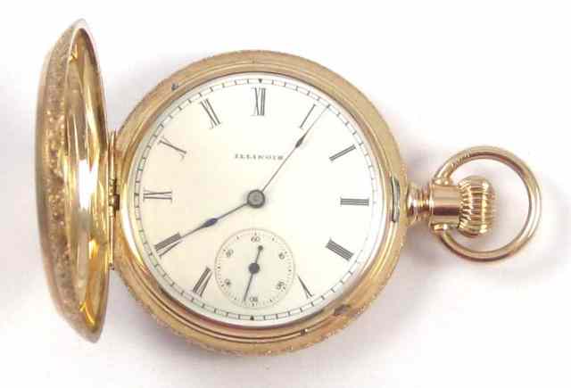 Appraisal: ILLINOIS FOURTEEN KARAT GOLD HUNTER CASE POCKET WATCH Illinois Watch