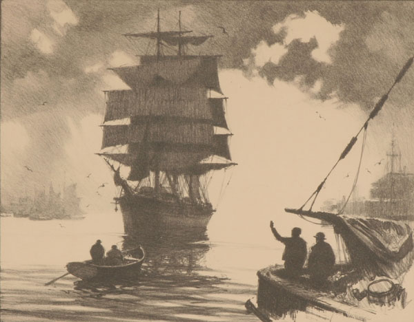 Appraisal: Gordon Hope Grant American - Departing from the Port lithograph