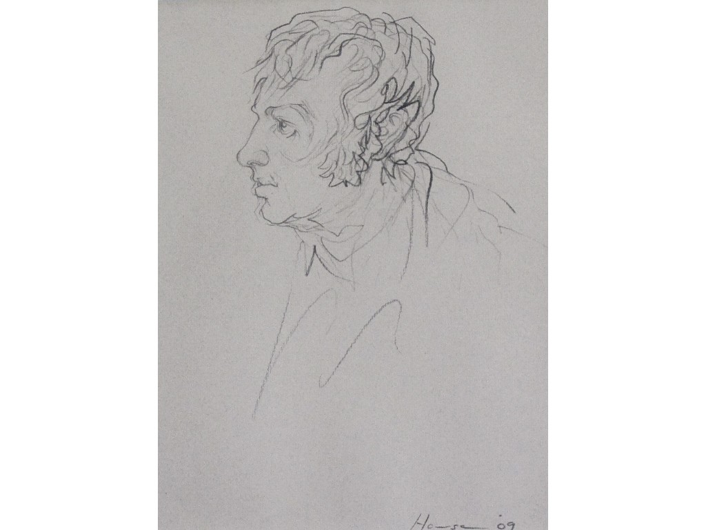 Appraisal: PETER HOWSON OBE b RABBIE BURNS Pencil drawing signed and