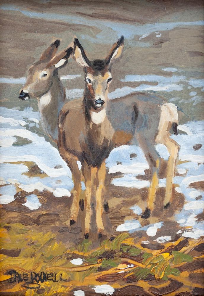 Appraisal: Dave Powell American b Two Mule Deer Dave Powell American