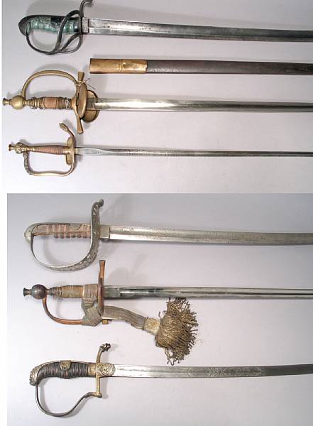 Appraisal: A lot of six th century continental swords Comprising Officer's