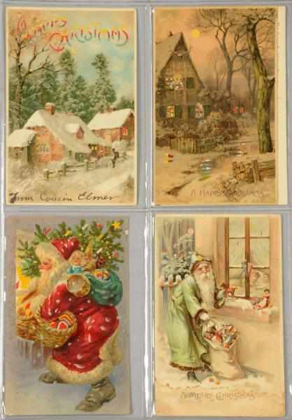 Appraisal: Lot of Postcards Includes two Santa hold-to-the-light postcards two Christmas