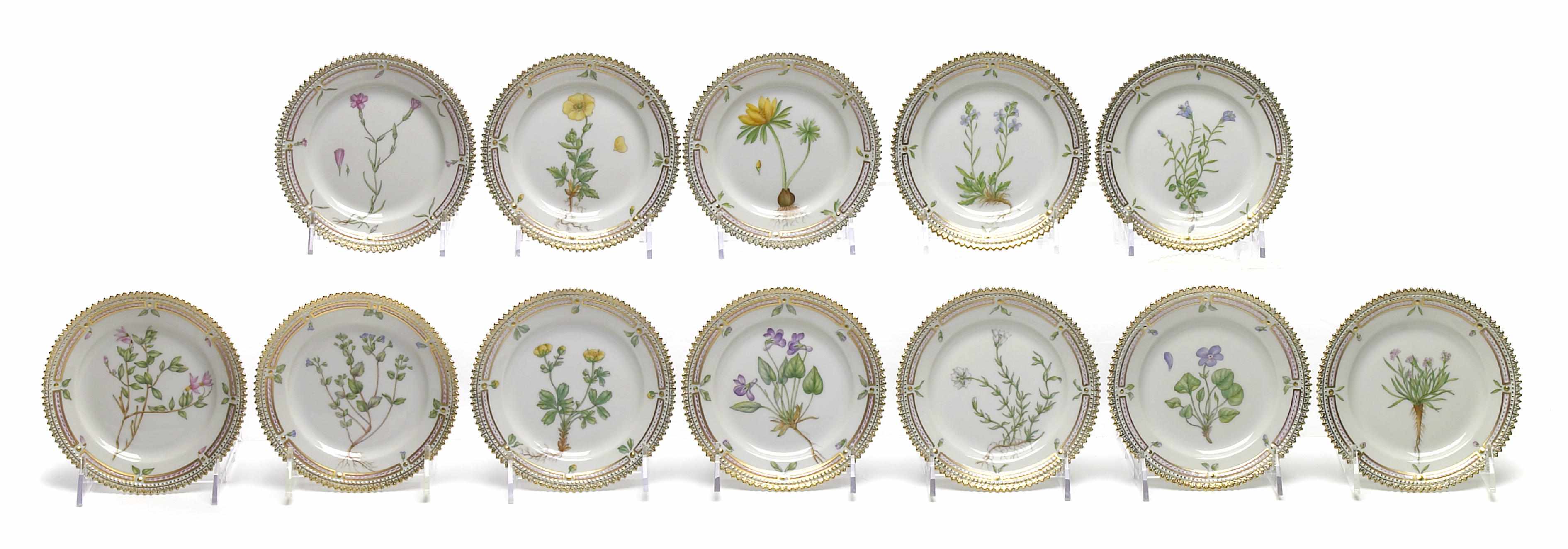 Appraisal: A set of twelve Royal Copenhagen porcelain Flora Danica bread