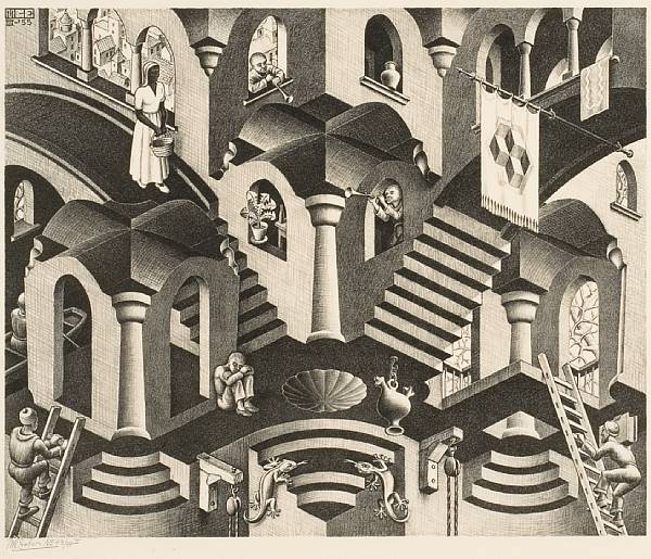 Appraisal: Maurits Cornelis Escher Dutch - Convex and Concave B Lithograph