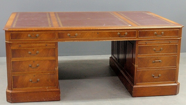 Appraisal: - Chippendale style mahogany partners desk late th century with