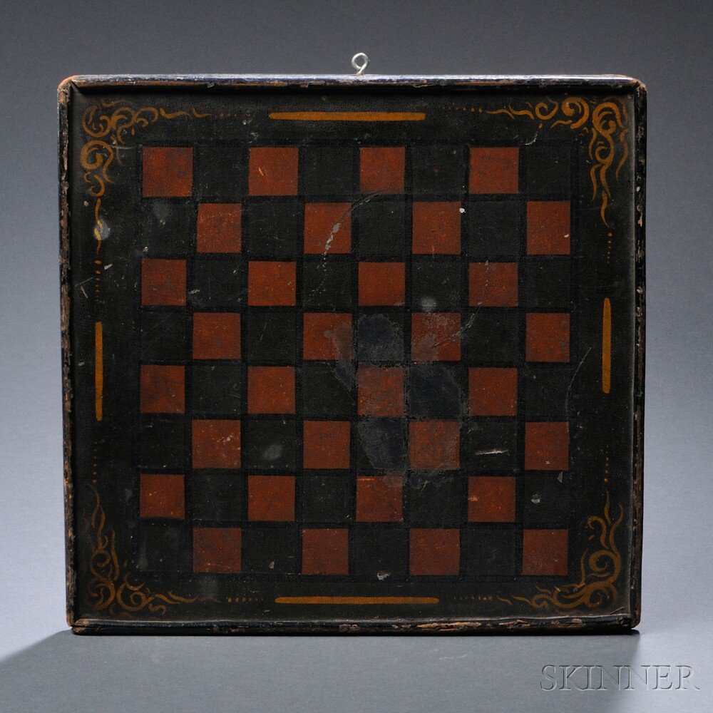 Appraisal: Painted Wooden Game Board America th century square panel with