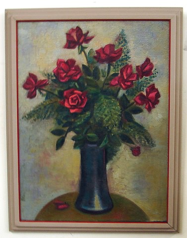 Appraisal: Roses- floral still life oil on canvas x SUR monogram