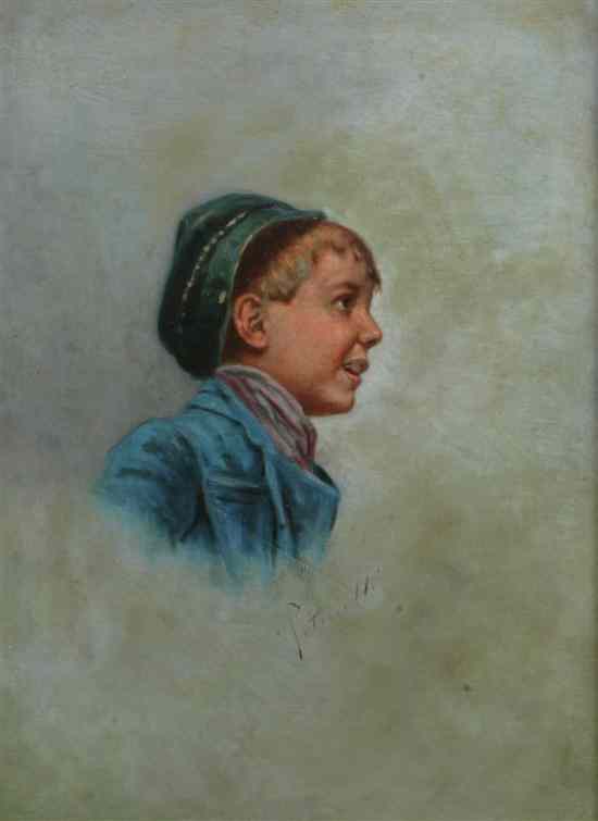 Appraisal: ARTURO PETRUCELLI Italian - PORTRAIT OF BOY IN BLUE CAP