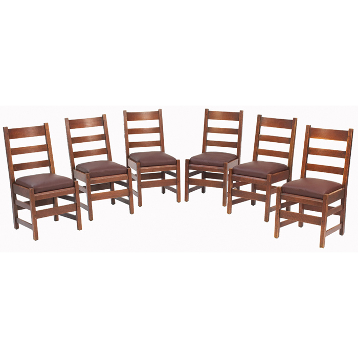 Appraisal: L JG Stickley dining chairs set of six ladderback form