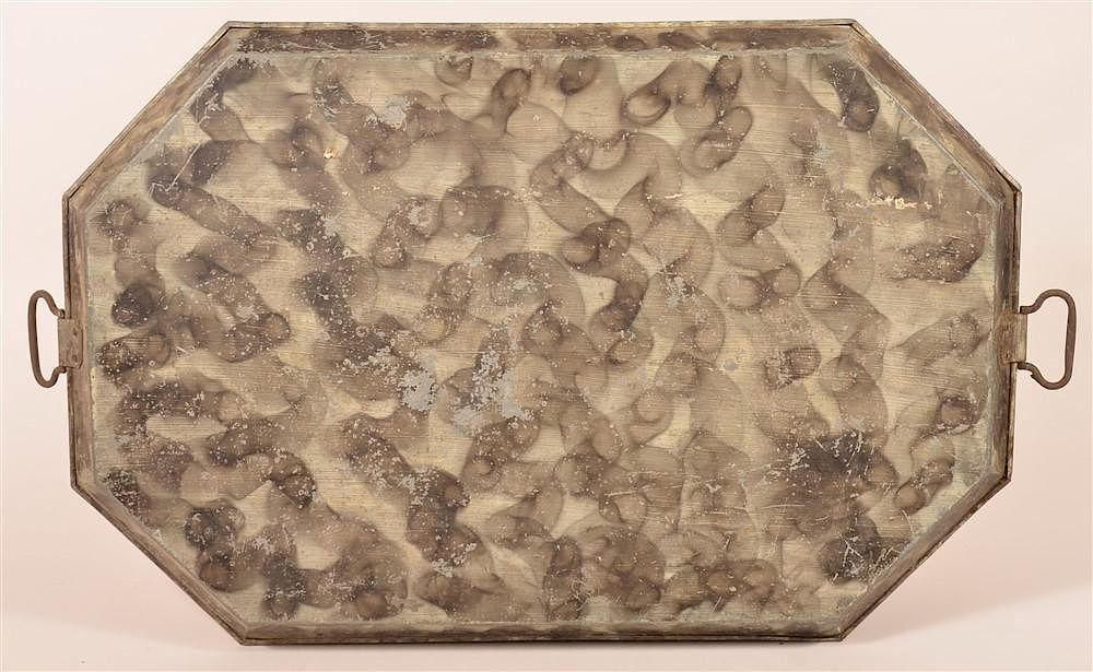 Appraisal: th Century Zinc Smoke Decorated Drying Tray th Century Zinc