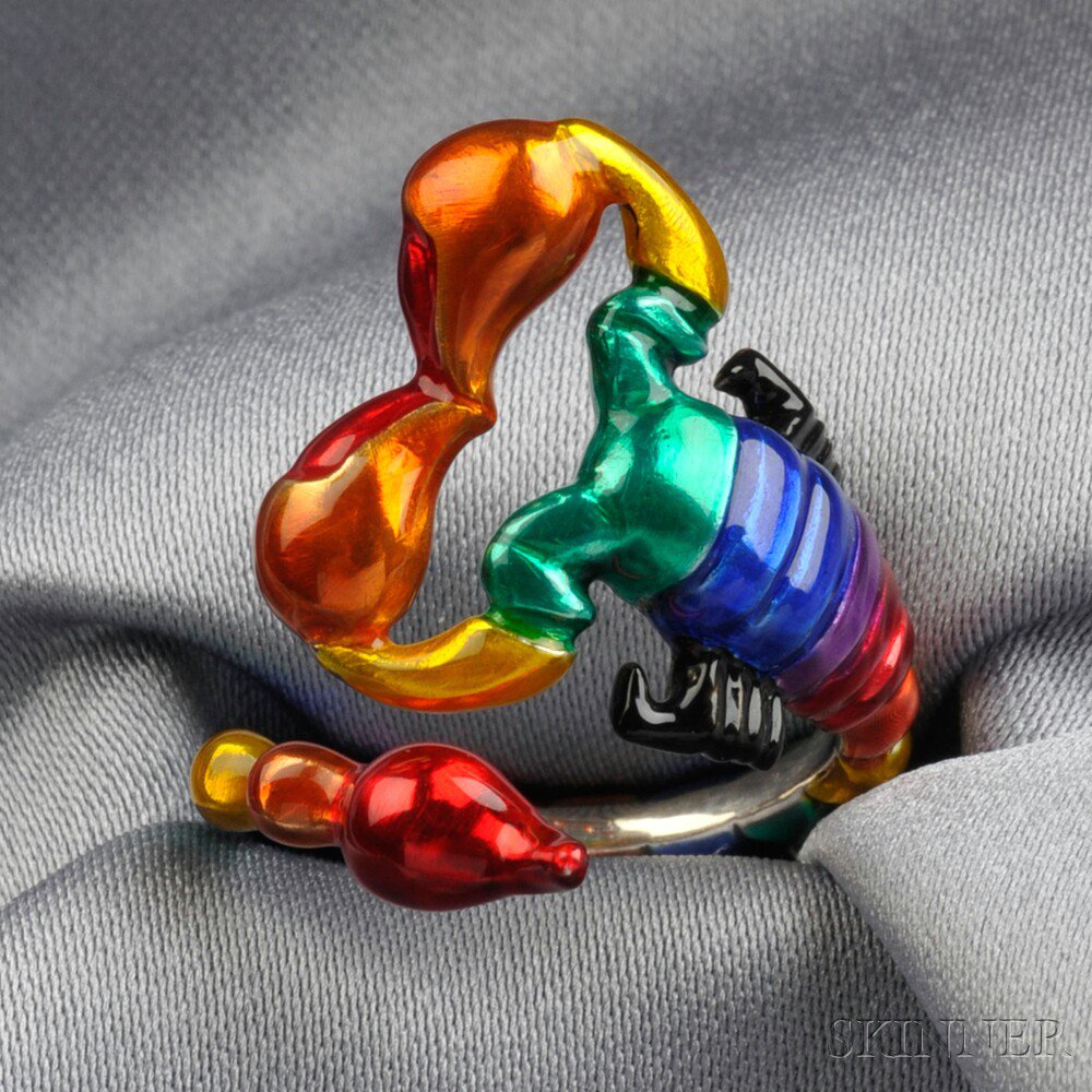 Appraisal: Sterling Silver and Lacquer Scorpio Ring Solange Azagury-Partridge from the