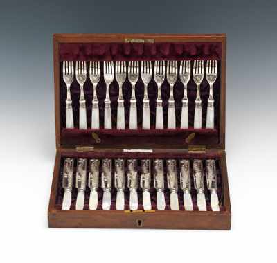 Appraisal: A Silver and Mother of Pearl Luncheon Set of Flatware