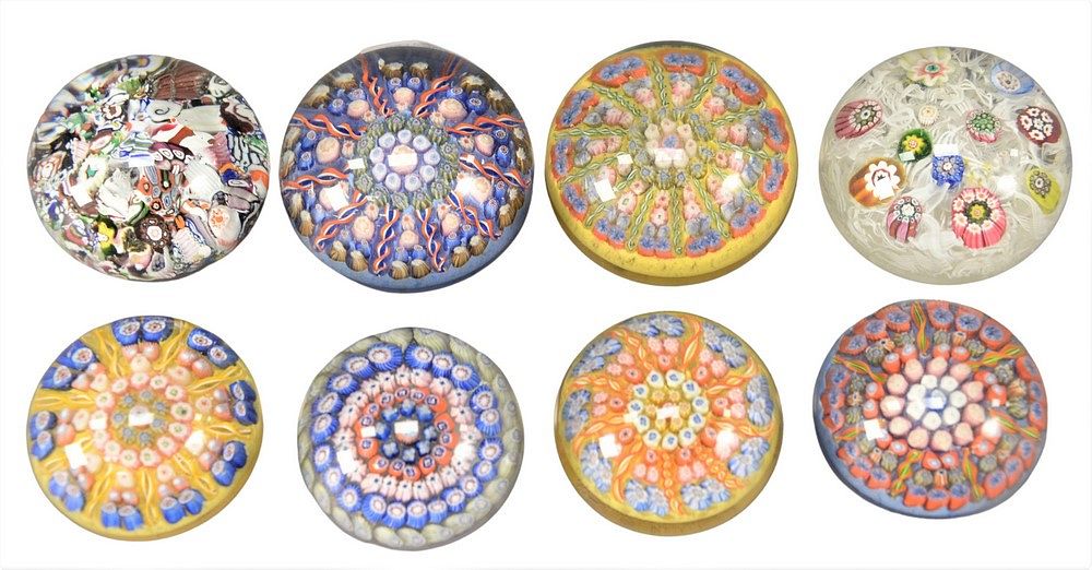 Appraisal: Eight Perthshire Millefiori Glass Paperweights two dated and each with