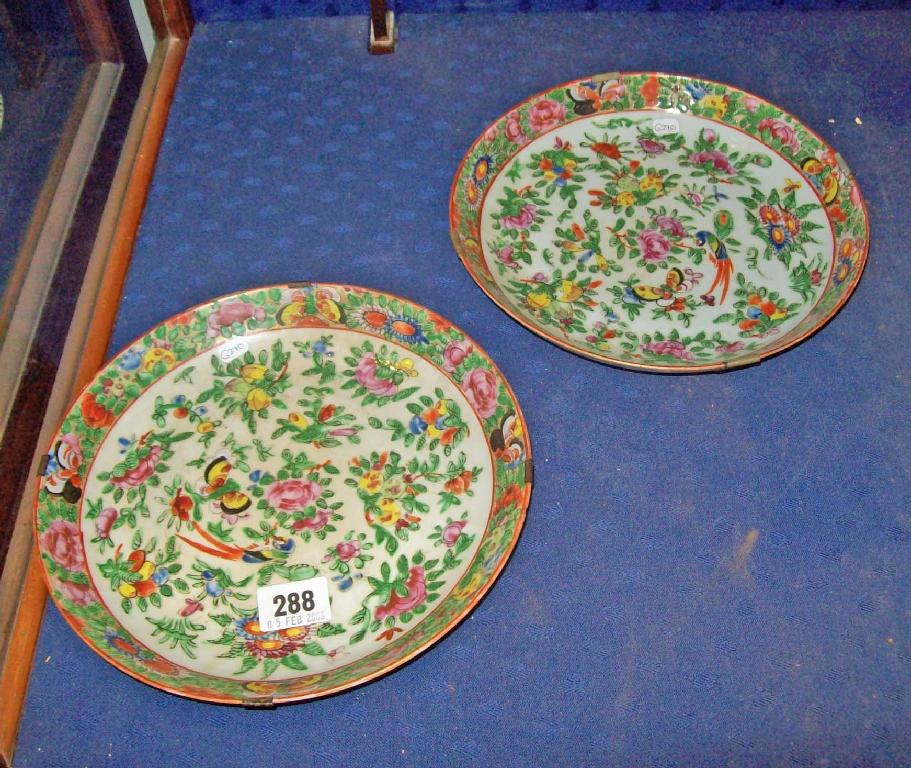 Appraisal: Two Canton Export dishes with floral decoration -