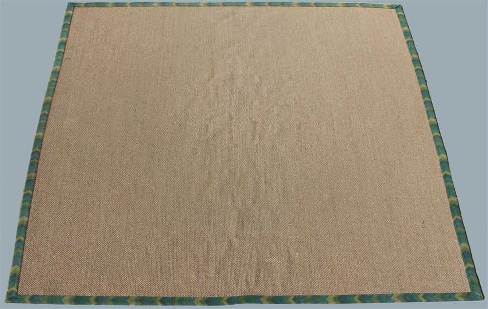 Appraisal: LARGE NATURAL FIBER SISAL RUG WITH GREEN AND BLUE WOVEN