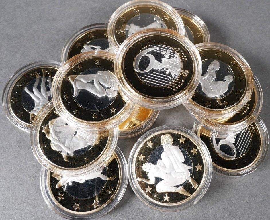 Appraisal: Slightly tacky Sex Euro coins set of each depicting couples