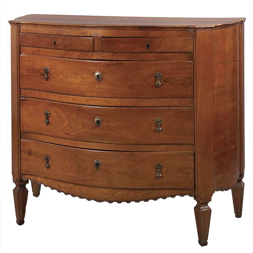 Appraisal: Italian Neoclassical Walnut Commode Circa Of serpentine outline with two