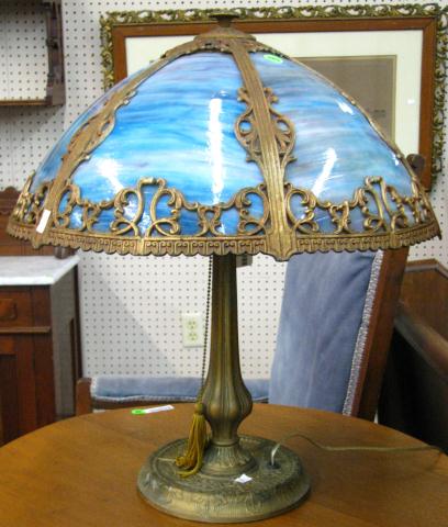 Appraisal: Art Nouveau Art Glass Table Lamp cast metal frame with