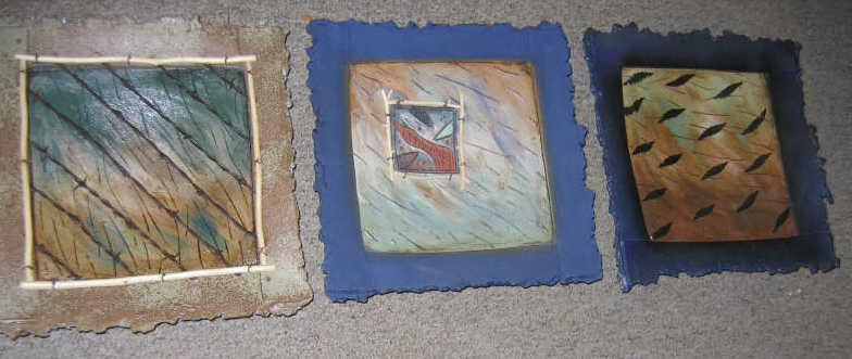 Appraisal: THREE WILLINGHAM POTTERY ART STUDIO ART PLAQUES each mixed media