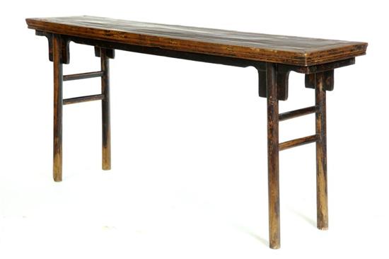 Appraisal: ALTAR TABLE China th century elm Round legs side stretchers