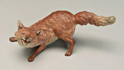 Appraisal: Bergmann Vienna bronze crouching fox cold painted Bergmann mark with