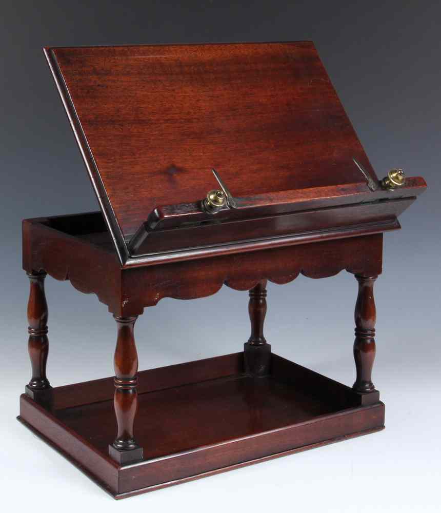 Appraisal: MINIATURE BOOKSTAND - Fine English Mahogany Bookstand first quarter th