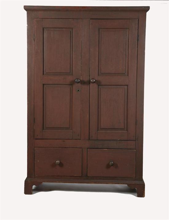 Appraisal: PAINTED CUPBOARD Attributed to Pennsylvania st half- th century pine