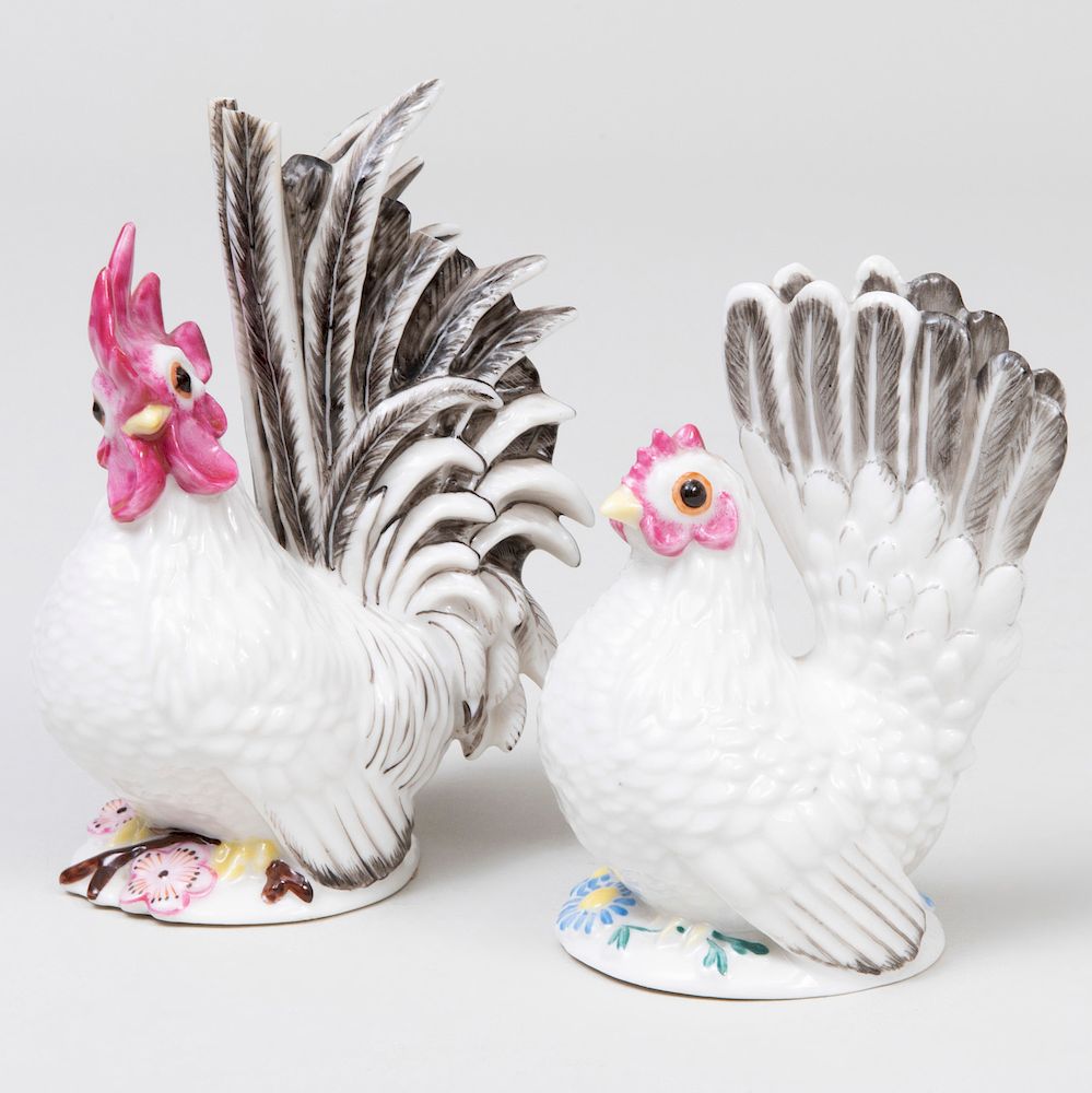 Appraisal: Pair of Nymphenburg Porcelain Models of a Rooster and Hen