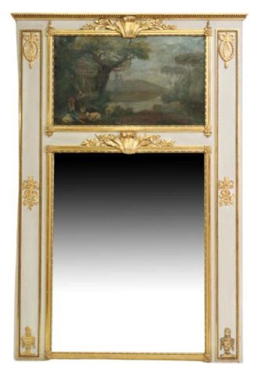 Appraisal: French Louis XVI style trumeau mirror th c having parcel