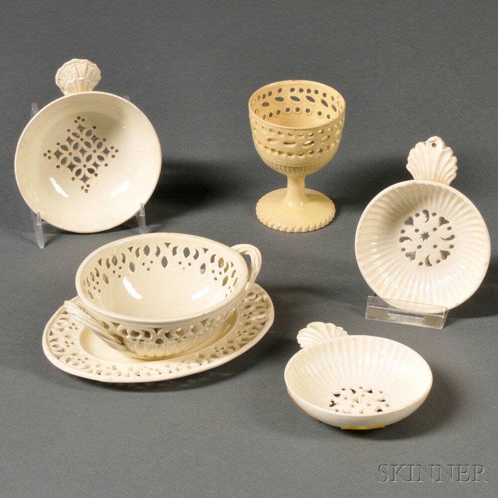 Appraisal: Six Staffordshire Cream-colored Earthenware Items England late th century a