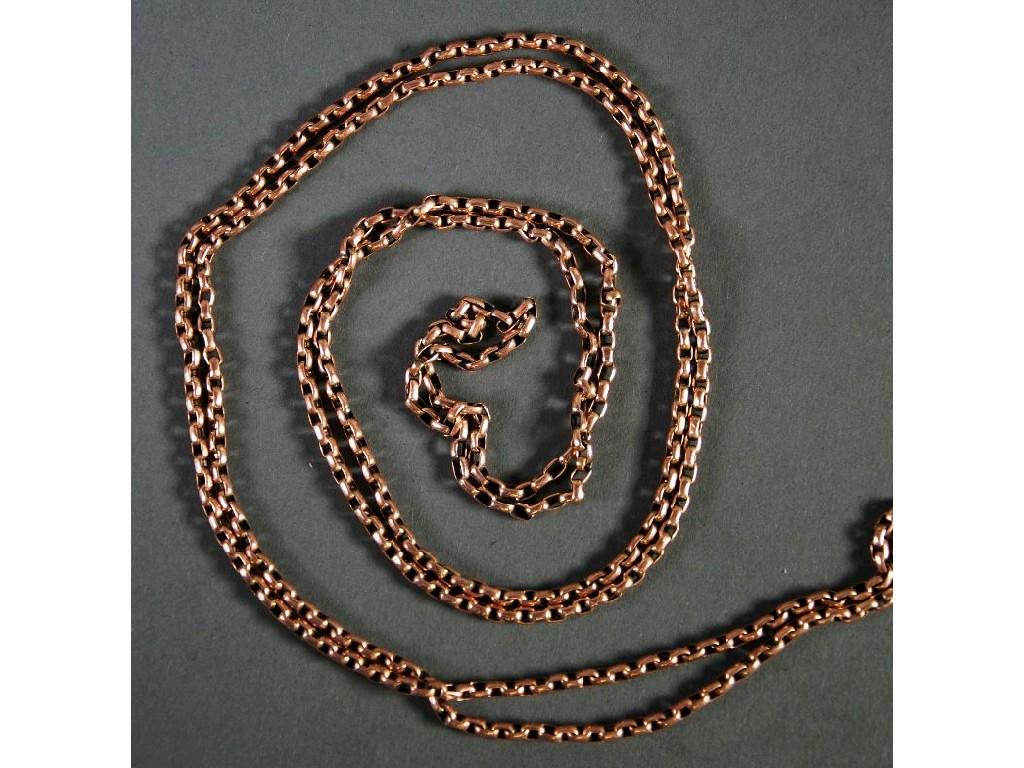 Appraisal: CT GOLD BELCHER PATTERN LONG GUARD CHAIN with clip long