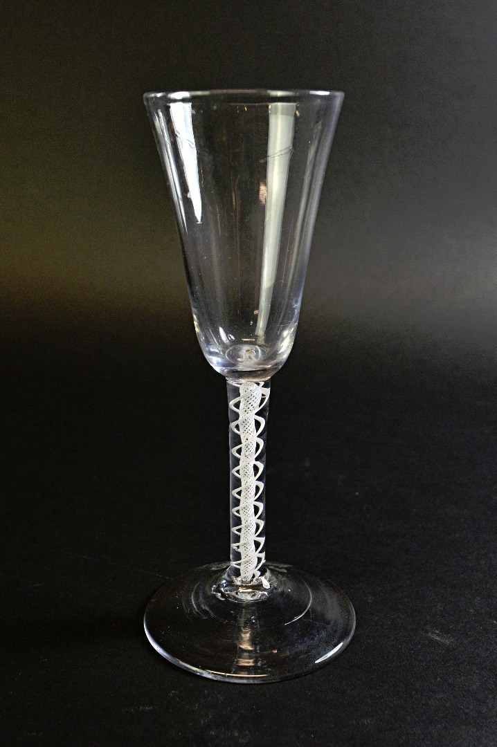 Appraisal: An English wine glass circa with ogee bowl and double