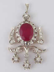 Appraisal: A white and yellow metal tests carat gold ruby and